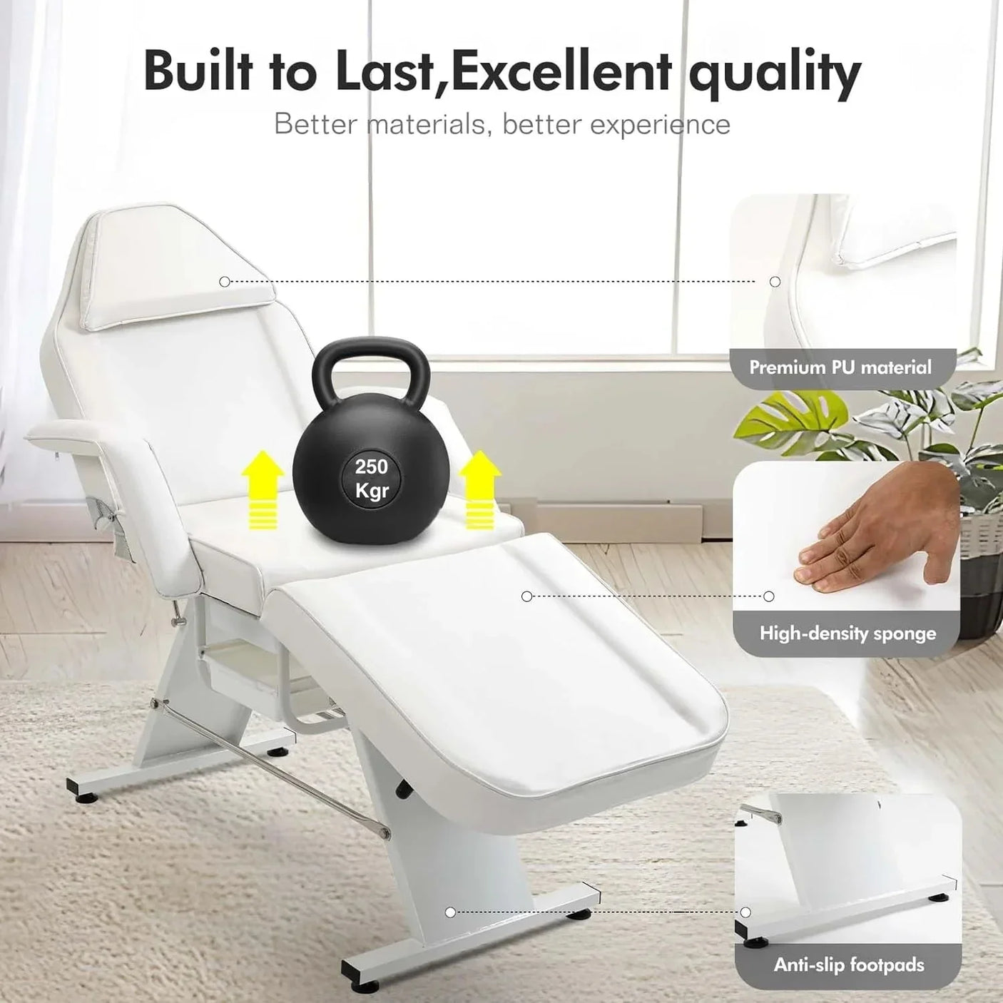 VSL Sports Καρέκλα Μασάζ με Άνετη PVC Επένδυση & Ρυθμιζόμενο Υποπόδιο