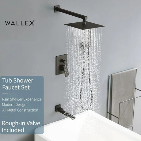Wallex HydroFlow 3X® - Τετράγωνη Κεφαλή Ντους 25cm από Ανοξείδωτο Ατσάλι, Ρυθμιζόμενη 360°