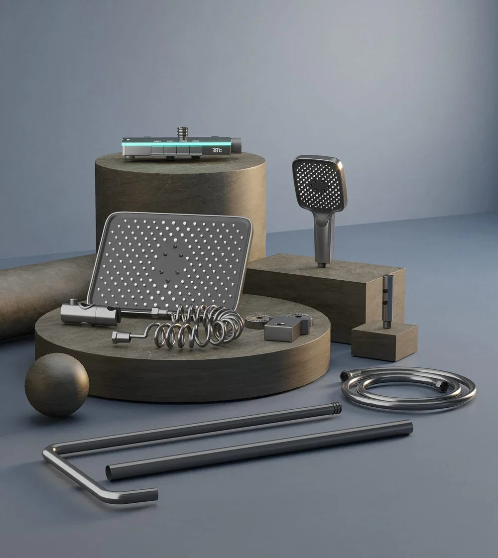 Wallex HydroTech® - Θερμοστατική Στήλη Ντους με LED & 4 Λειτουργίες