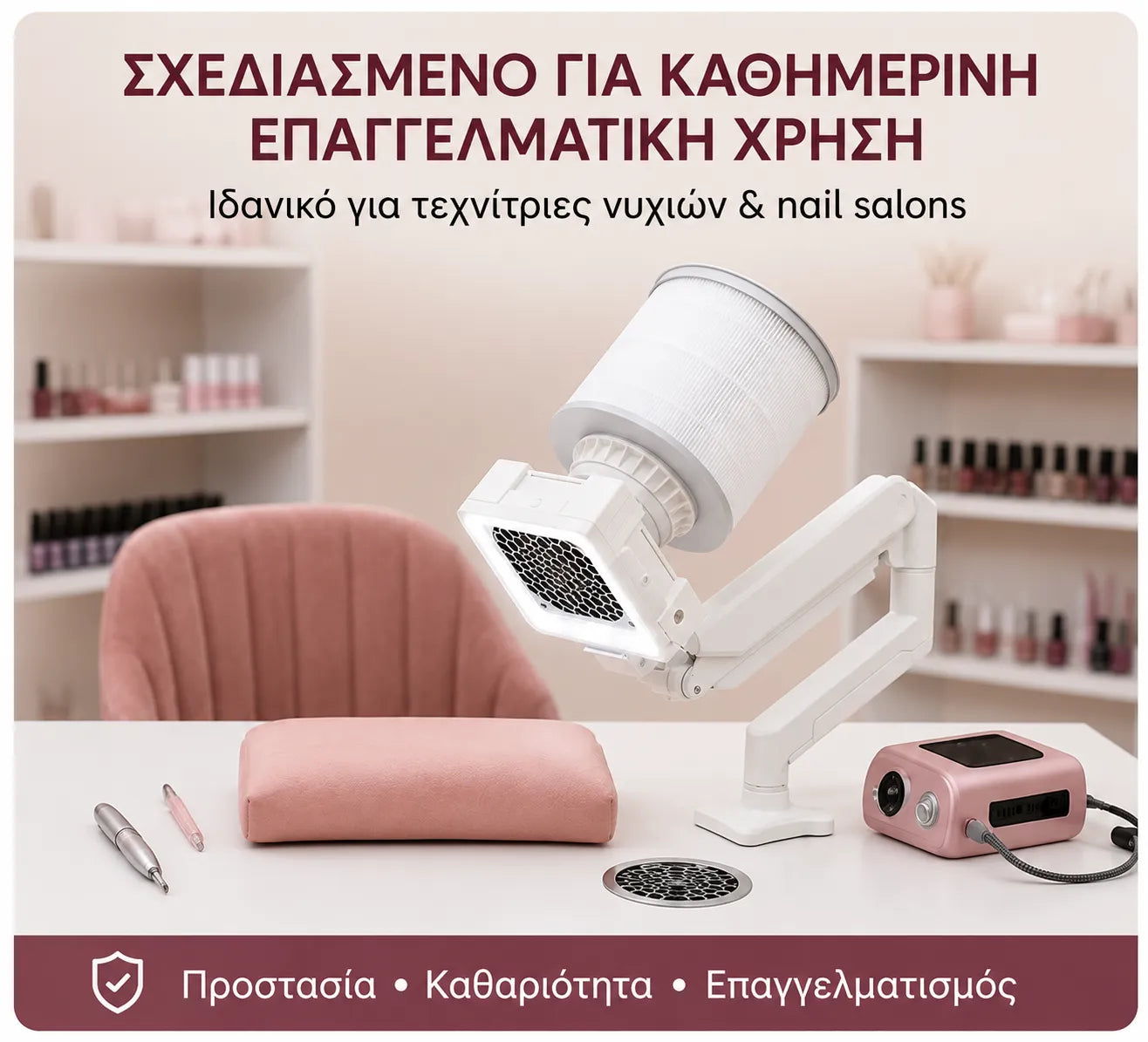 Bliss Cosmetics AirDust Flex® απορροφητήρας σκόνης νυχιών για καθημερινή επαγγελματική χρήση σε nail salon