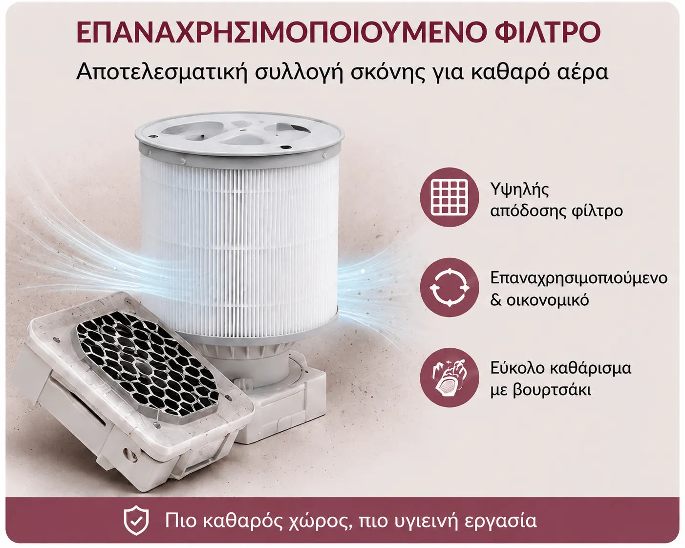 Bliss Cosmetics AirDust Flex® επαναχρησιμοποιούμενο φίλτρο απορροφητήρα σκόνης νυχιών για καθαρότερο χώρο εργασίας