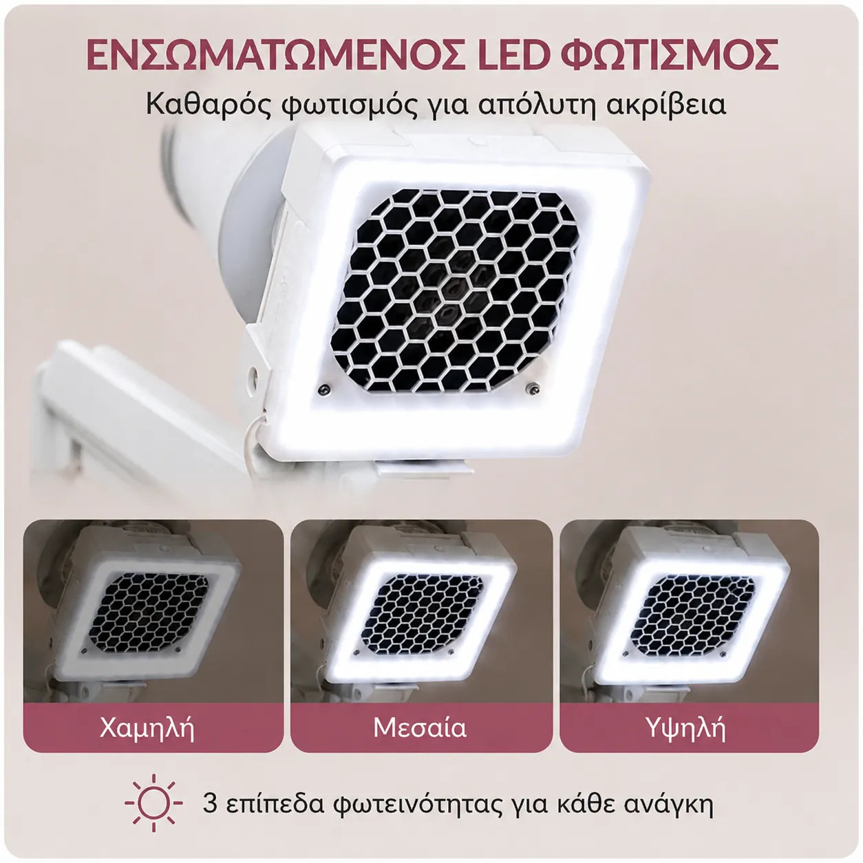 Bliss Cosmetics AirDust Flex® απορροφητήρας σκόνης νυχιών με ενσωματωμένο LED φωτισμό και 3 επίπεδα φωτεινότητας
