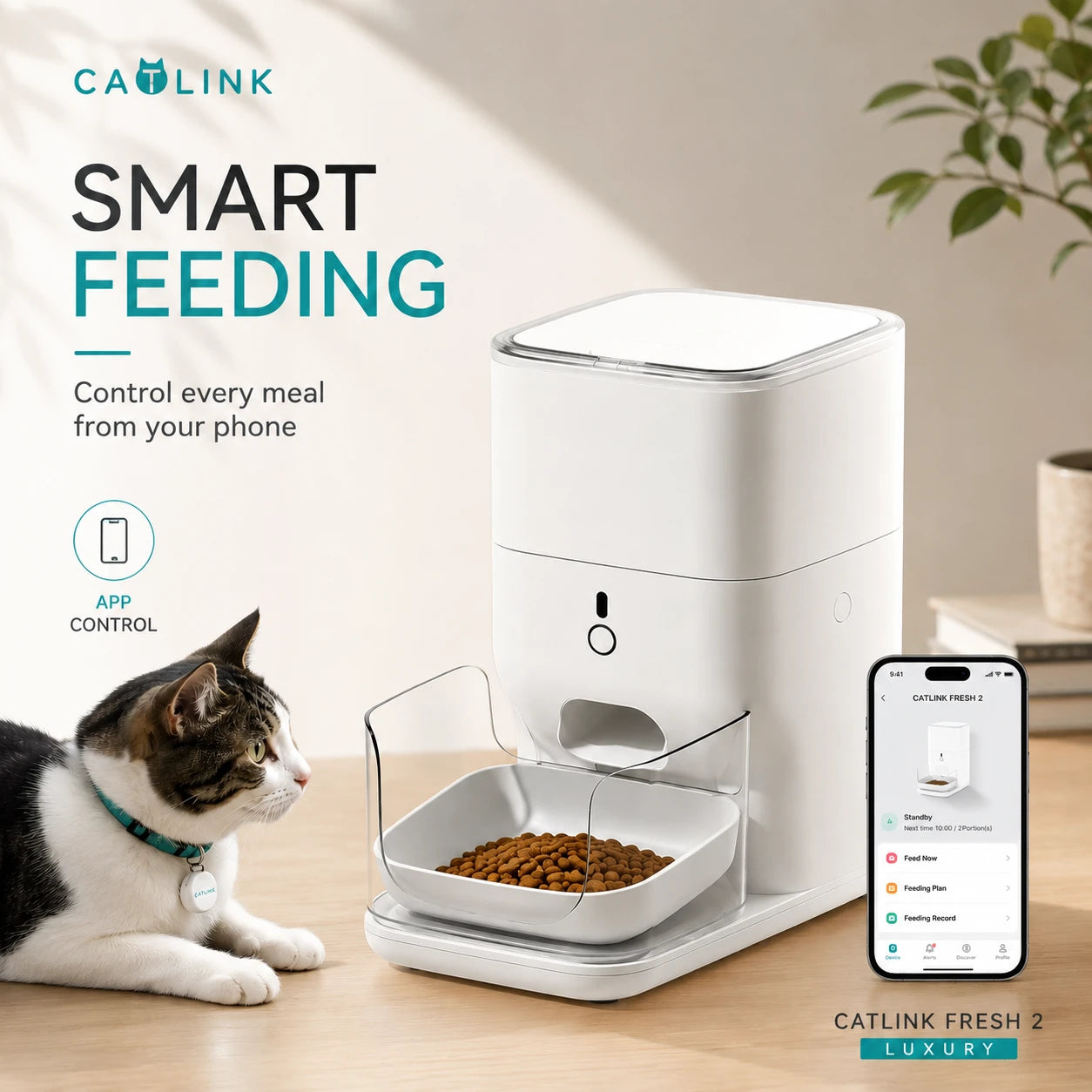 CATLINK Fresh 2 Luxury έξυπνη αυτόματη ταΐστρα γάτας με app control και smart feeding λειτουργίες για απομακρυσμένο έλεγχο γευμάτων στο wox.gr