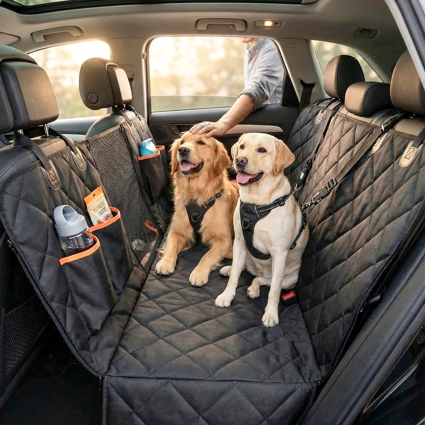 VSL Sports PetShield Pro® - κάλυμμα καθίσματος αυτοκινήτου για δύο σκύλους αδιάβροχο και ανθεκτικό με δώρο 2 λουράκια