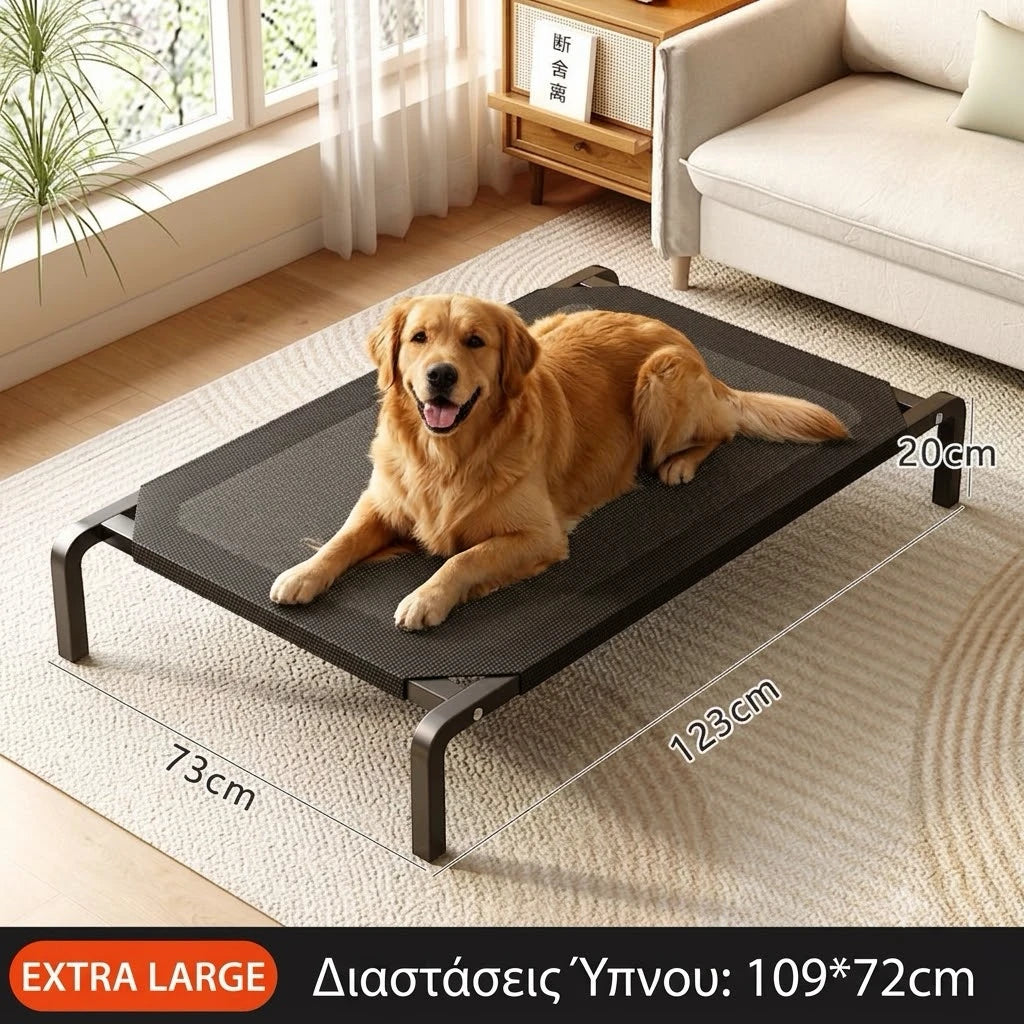 Υπερυψωμένο κρεβάτι σκύλου LeLo Pet AirLounge Compact, μέγεθος Extra Large, διαστάσεις 123x73x20cm με αναπνέον ύφασμα mesh.