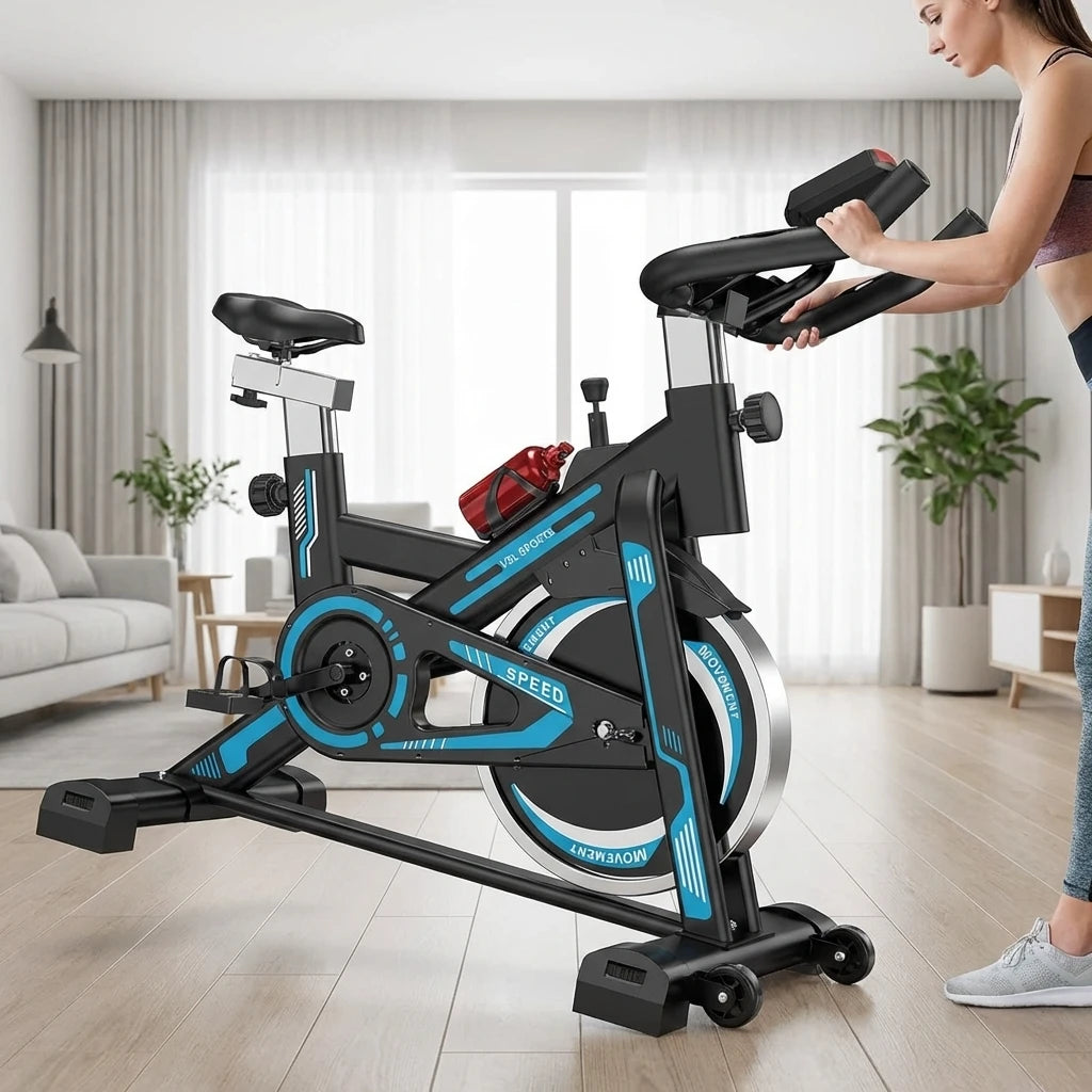 spin bike με ροδάκια μεταφοράς για εύκολη μετακίνηση στο σπίτι