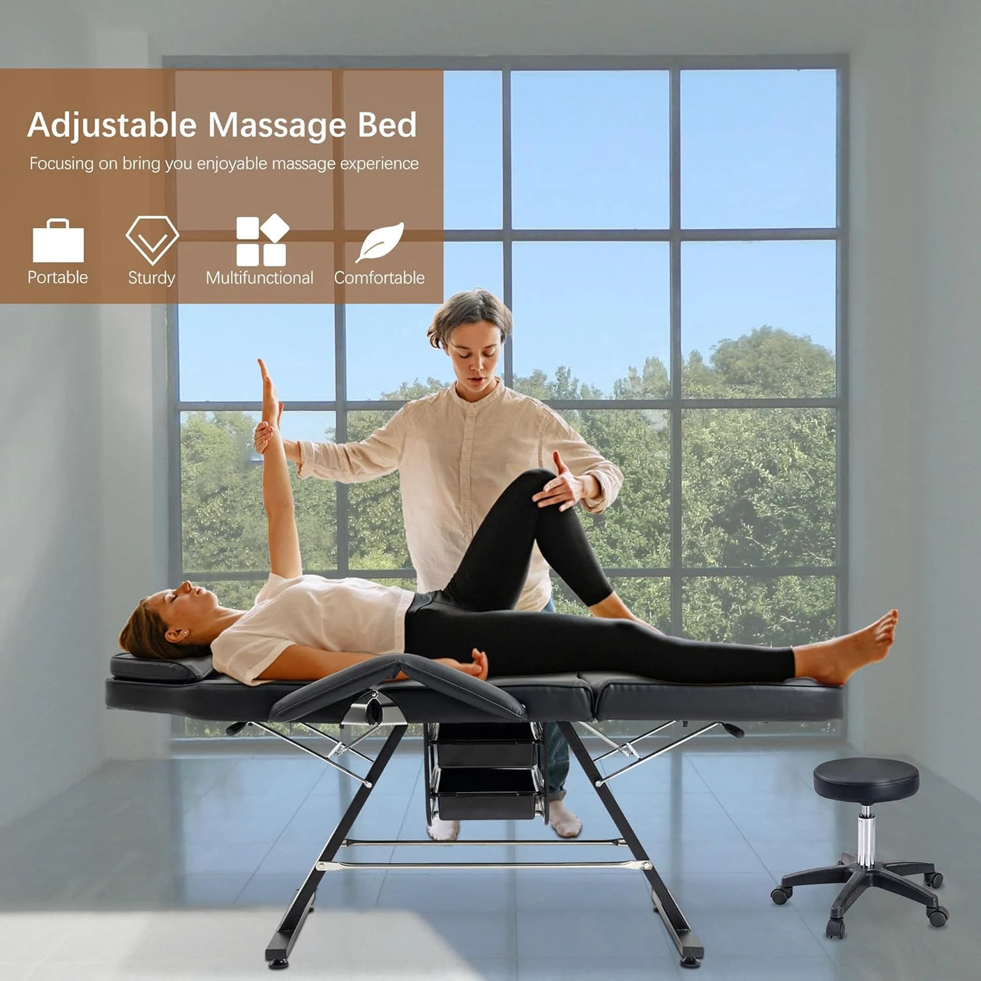 VSL Sports ProComfort® 300 - Professional Beauty, Tattoo & Massage Chair | Adjustable & Multifunctional | Black