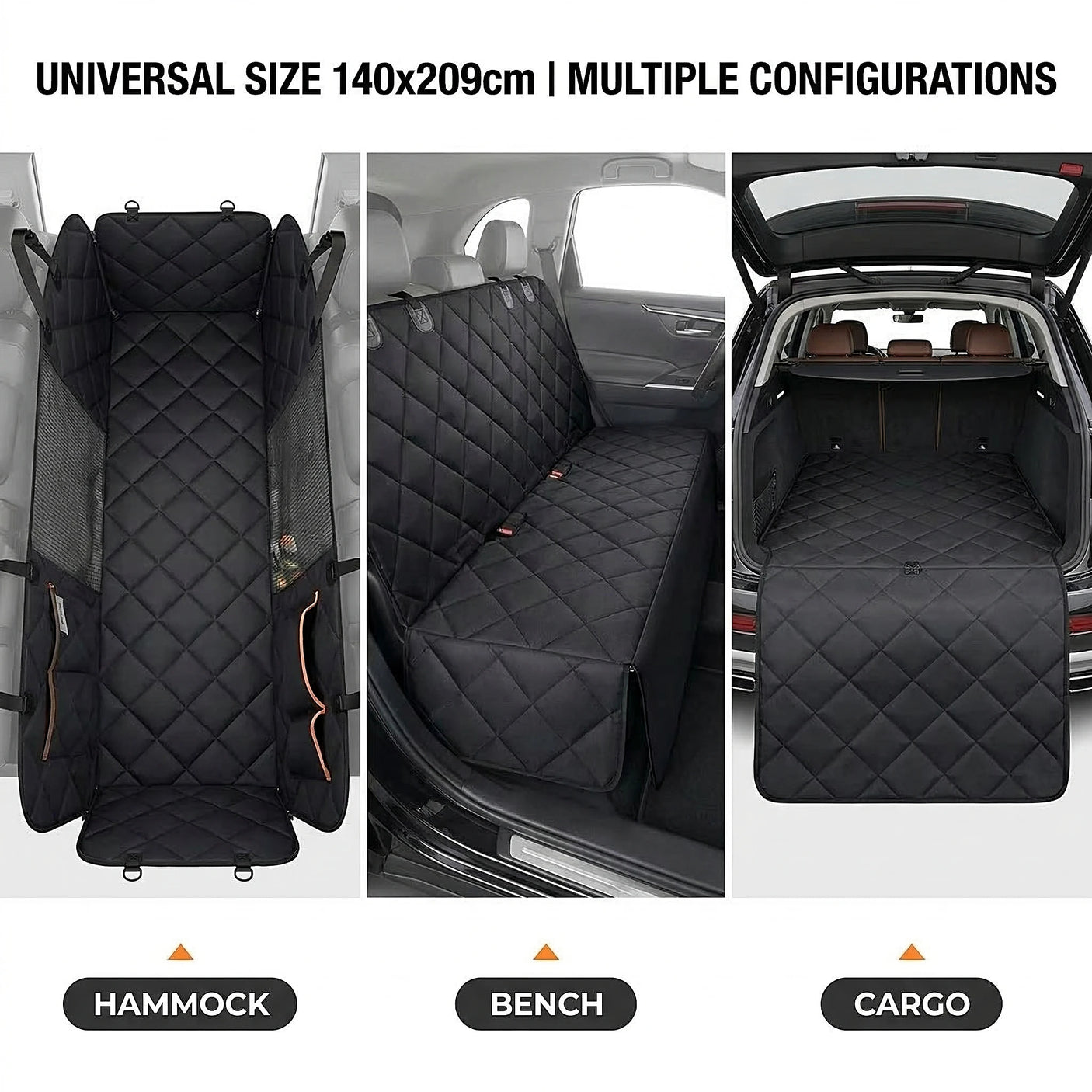 Οι 3 χρήσεις του καλύμματος VSL Sports: αιώρα, πίσω κάθισμα, πορτ-μπαγκάζ