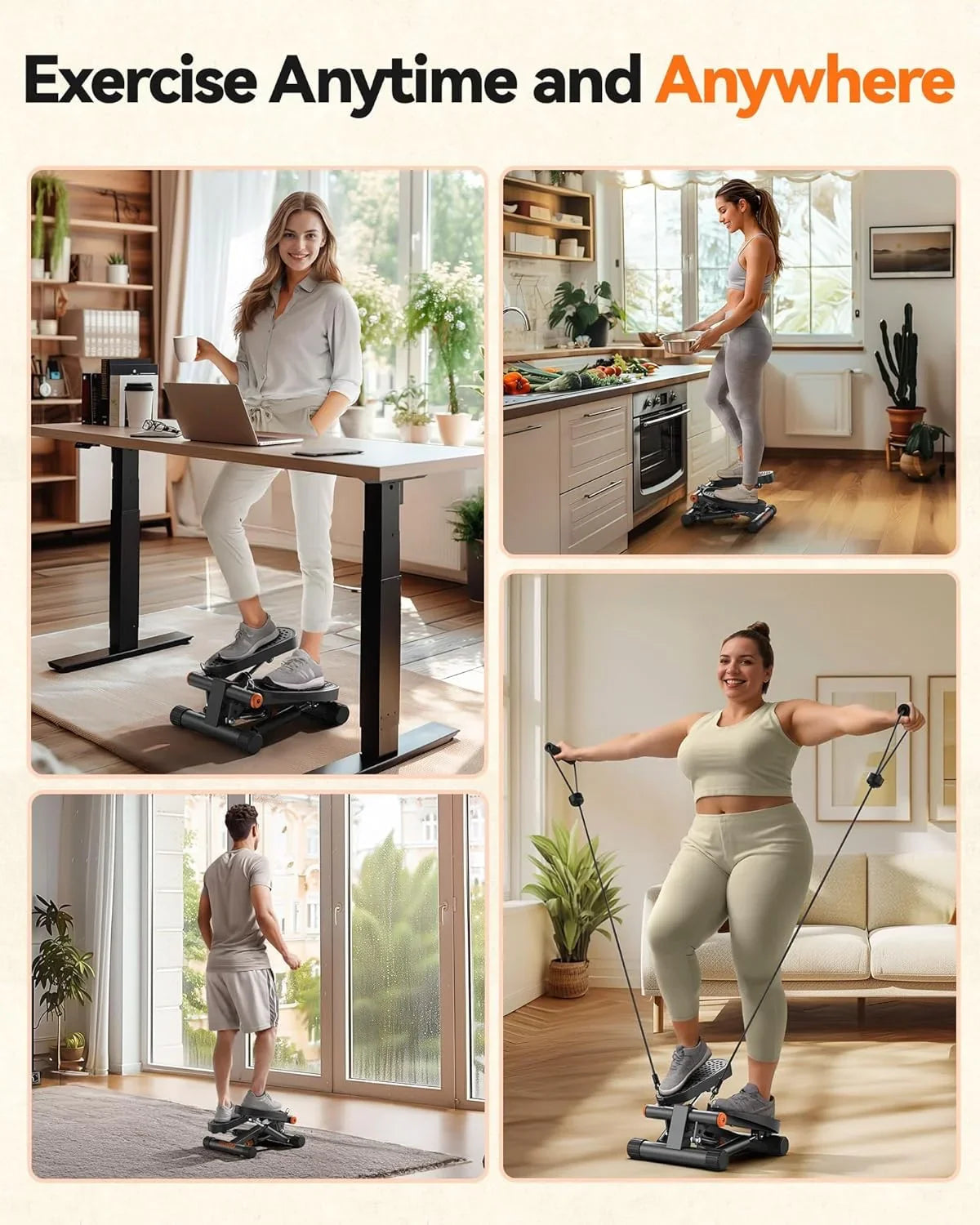 VSL Sports StepUp NiceDay® Mini Stepper με Λάστιχα Αντίστασης και Οθόνη