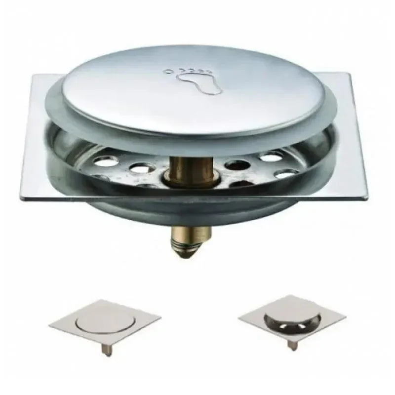 Wallex PopDrain 15x15® - Ανοξείδωτη Σχάρα Δαπέδου με Σύστημα Pop-Up Ασφαλείας για Μπάνιο & Κουζίνα (15x15cm, Inox)