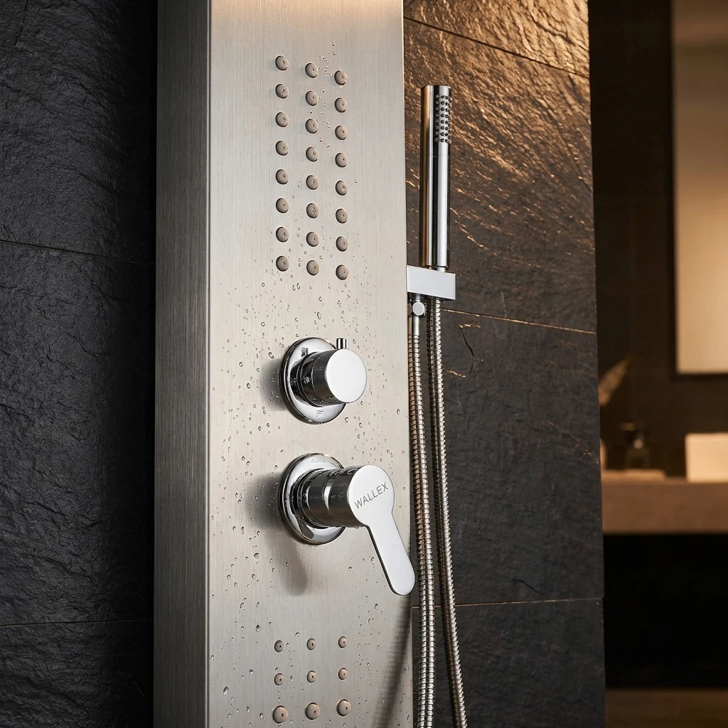 Wallex AquaLux Pro Silver Edition λεπτομέρεια διακόπτη και ρυθμίσεων νερού