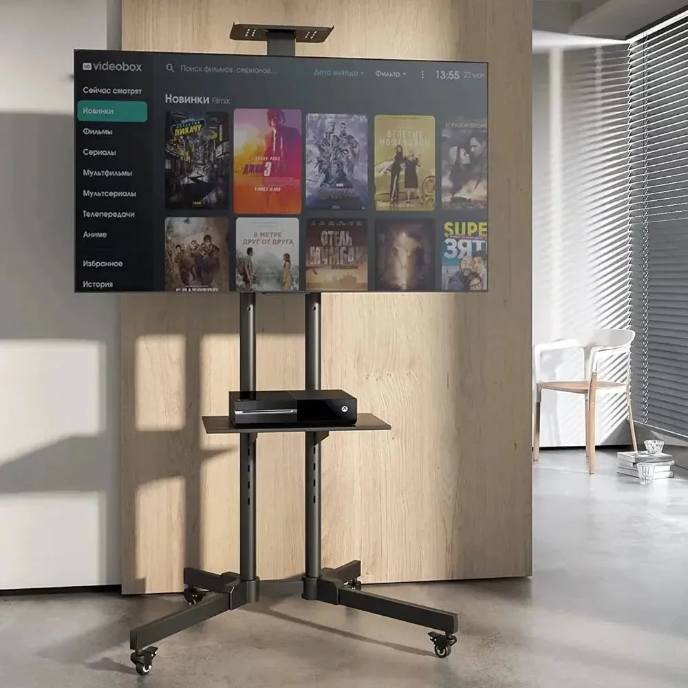 Ρυθμιζόμενη βάση τηλεόρασης δαπέδου με δυνατότητα κλίσης ±15° και ρυθμιζόμενο ύψος 85-150cm | wox.gr