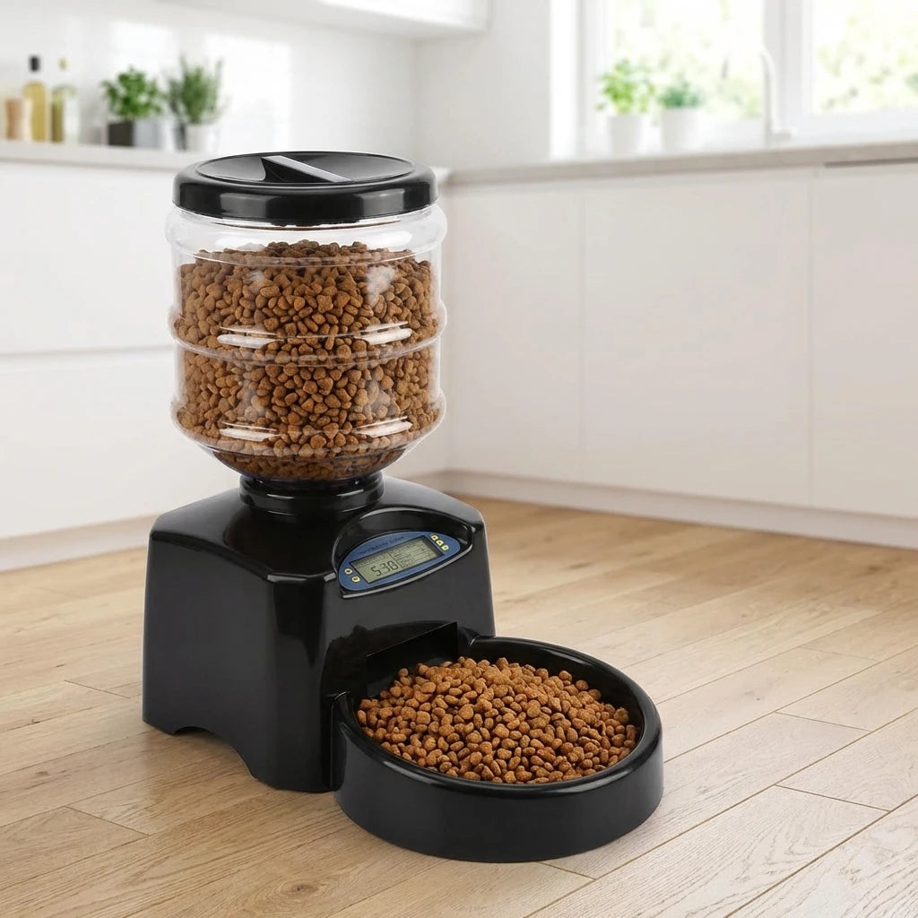 Wallex PetFeeder 5.5 αυτόματη ταΐστρα με μεγάλο δοχείο τροφής σε μοντέρνο χώρο