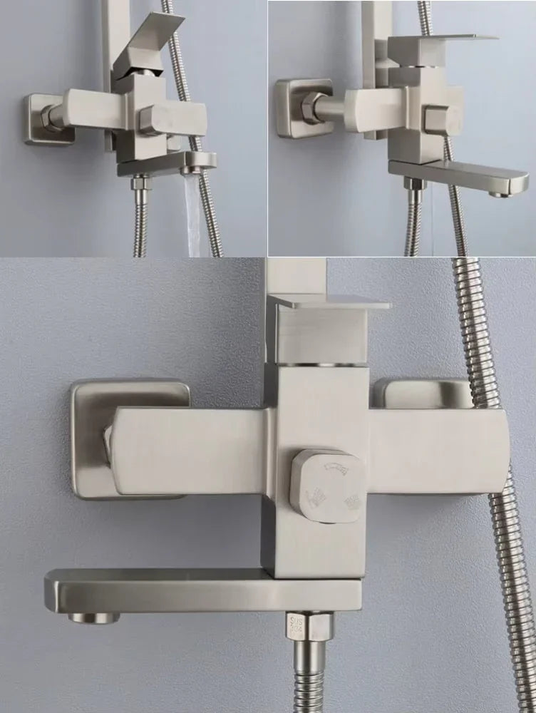 WALLEX Σετ Ντους & Μπαταρίας Μπανιέρας – Επιτοίχιο, με Κεφαλή Ντους, Τηλέφωνο & βρυσάκι | Ανοξείδωτο Ασημί | wox.gr