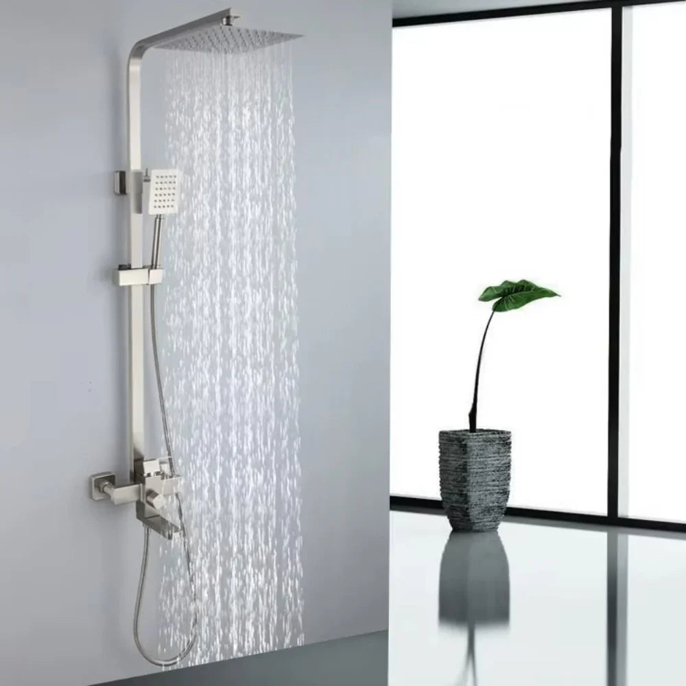 WALLEX Σετ Ντους & Μπαταρίας Μπανιέρας – Επιτοίχιο, με Κεφαλή Ντους, Τηλέφωνο & βρυσάκι | Ανοξείδωτο Ασημί | wox.gr