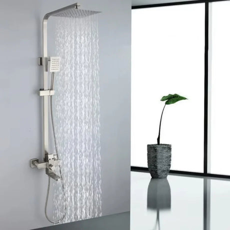 WALLEX Σετ Ντους & Μπαταρίας Μπανιέρας – Επιτοίχιο, με Κεφαλή Ντους, Τηλέφωνο & βρυσάκι | Ανοξείδωτο Ασημί | wox.gr