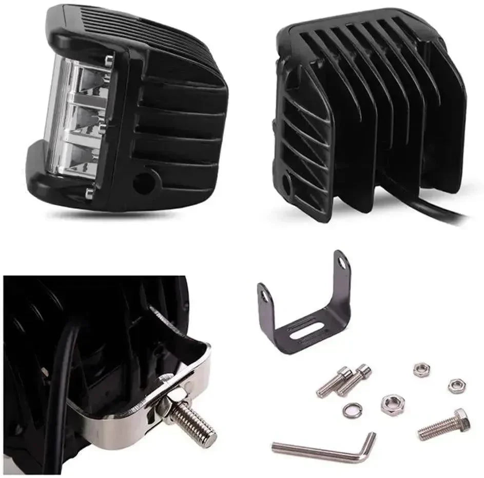 AutoMotox - Αδιάβροχος προβολέας αυτοκινήτου με 6 LED 36W και επιλογή φωτισμού σε λευκό, κόκκινο ή μπλε φωτισμό - AMX54228 - wox.gr