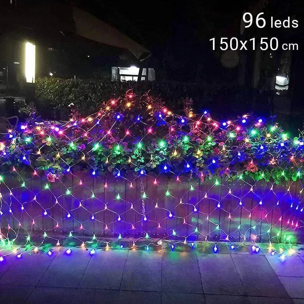 CasaLux - 96 Πολύχρωμα Αδιάβροχα Χριστουγεννιάτικα Λαμπάκια LED σε σχήμα Δίχτυ 1,5m x 1,5m - CL54684 - wox.gr