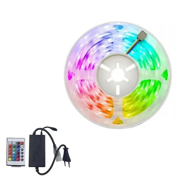 CasaLux - Aυτοκόλλητη ταινία LED 2835 RGB 10μέτρων με τηλεκοντρόλ και τροφοδοτικό - CL55340 - wox.gr