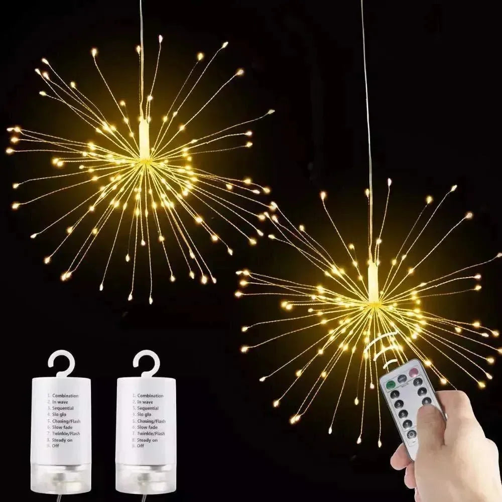 CasaLux - Χριστουγγενιάτικο φωτιστικό οροφής 120 LED με μπαταρία και χειριστήριο Κίτρινο - CL55223 - wox.gr