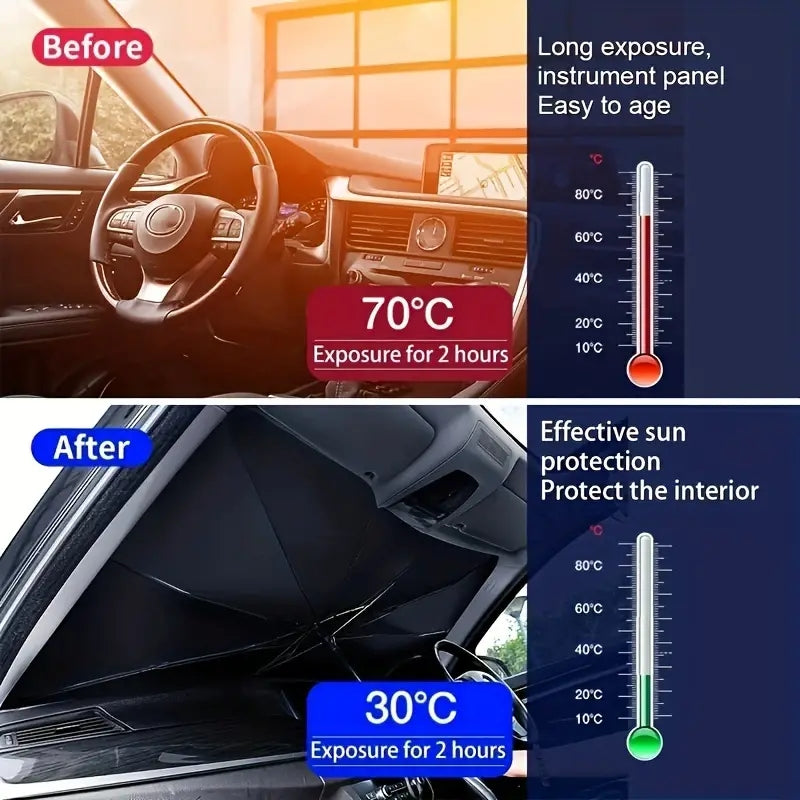 AutoMotox - Ομπρέλα ηλιοπροστασίας για το παρμπρίζ του αυτοκινήτου 130x80εκ