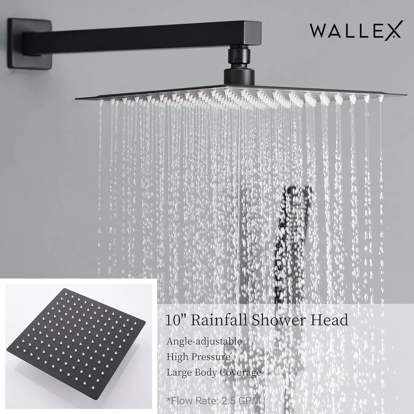 Wallex HydroFlow 3X® - Ανθεκτική Ορειχάλκινη Κατασκευή με Ηλεκτροστατική Βαφή Μαύρο Ματ