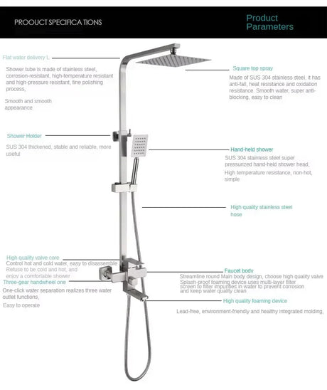 Wallex HydroAxis® – Στήλη Ντους με Ρυθμιζόμενο Ύψος & Περιστρεφόμενο Βρυσάκι | Inox Ματ