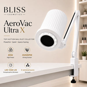 Bliss Cosmetics AeroVac Ultra X – Επαγγελματικός Απορροφητήρας Σκόνης Νυχιών 80W με LED & 2 Βάσεις