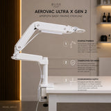 Bliss Cosmetics AeroVac Ultra X Gen 2 – ενισχυμένος αρθρωτός βραχίονας με πλήρη ρύθμιση και σταθερή επιτραπέζια βάση.