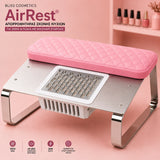 Bliss Cosmetics AirRest απορροφητήρας σκόνης νυχιών 36W με ροζ μαξιλάρι στήριξης, μεταλλική βάση και επαγγελματικό σχεδιασμό