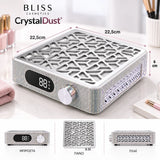 Bliss Cosmetics CrystalDust premium απορροφητήρας σκόνης νυχιών με στρας και διαστάσεις 22,5 × 22,5 × 6 cm για επαγγελματικό nail station