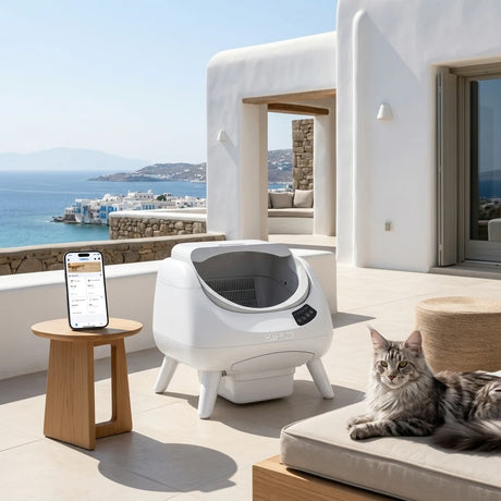 CATLINK αυτόματη λεκάνη γάτας για πολλά κατοικίδια σε σύγχρονο σαλόνι