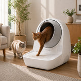 CATLINK Pro-X Ultra έξυπνη αυτοκαθαριζόμενη τουαλέτα γάτας σε μοντέρνο σπίτι με δύο γάτες, μεγάλο χώρο εισόδου, αυτόματο καθαρισμό και premium σχεδιασμό για καθημερινή χρήση στο wox.gr
