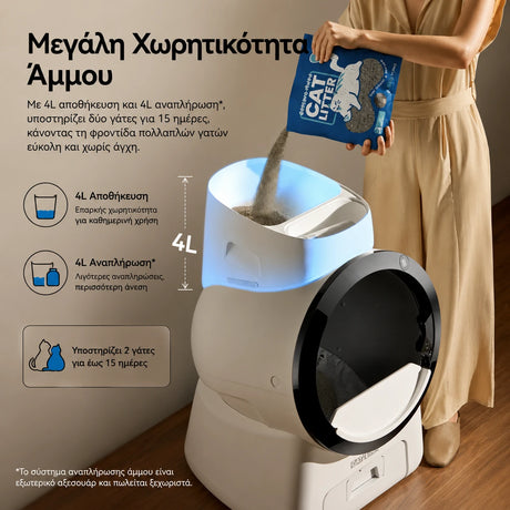 CATLINK Scoop Robot Pro με προαιρετικό σύστημα αναπλήρωσης άμμου 4L για λιγότερες αναπληρώσεις και μεγαλύτερη αυτονομία στο wox.gr