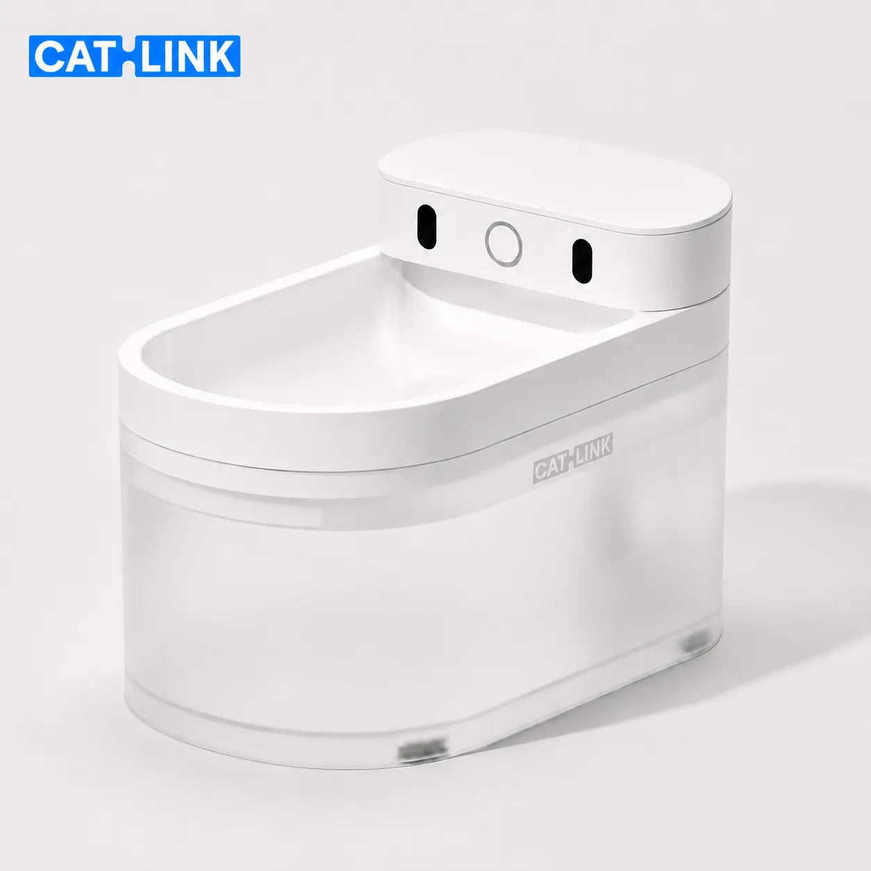 CATLINK W03 Real Wireless Water Fountain ασύρματη αυτόματη βρύση νερού γάτας με μινιμαλιστικό σχεδιασμό, διαφανές δοχείο νερού και λευκό φόντο στο wox.gr