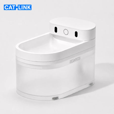 CATLINK W03 Real Wireless Water Fountain ασύρματη αυτόματη βρύση νερού γάτας με μινιμαλιστικό σχεδιασμό, διαφανές δοχείο νερού και λευκό φόντο στο wox.gr