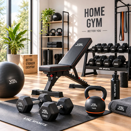 Γυμναστική και Home Gym με πάγκο, αλτήρες, kettlebell και εξοπλισμό VSL Sports