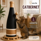 LeLo Pet Catbernet ονυχοδρόμιο γάτας 63cm με κρεμαστό παιχνίδι sisal, με γάτα να παίζει και ξύλινη βάση με κινούμενες μπίλιες