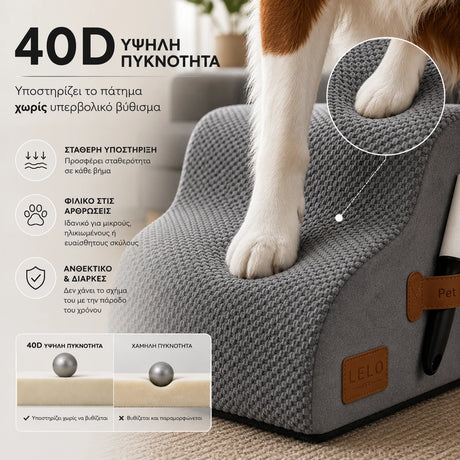 LeLo Pet CloudStep S2 γκρι με αφρώδες υλικό υψηλής πυκνότητας 40D που προσφέρει υποστηρικτικό πάτημα και ελεγχόμενη συμπίεση
