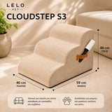 LeLo Pet CloudStep S3 μπεζ σκαλοπάτια σκύλου και γάτας 3 επιπέδων, διαστάσεων 40 × 59 × 40cm, για πρόσβαση σε καναπέ και κρεβάτι
