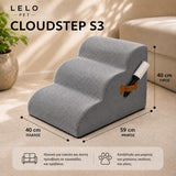 LeLo Pet CloudStep S3 γκρι σκαλοπάτια σκύλου και γάτας 3 επιπέδων, διαστάσεων 40 × 59 × 40cm, για πρόσβαση σε καναπέ και κρεβάτι