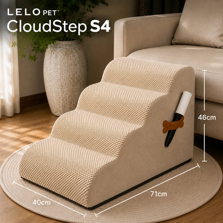 Pet CloudStep S4 μπεζ σκαλοπάτια σκύλου και γάτας 4 επιπέδων με διαστάσεις 40 × 71 × 46cm