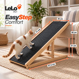 LeLo Pet EasyStep Comfort ρυθμιζόμενη ξύλινη ράμπα σκύλου και γάτας 71×35cm με βάση 57,5cm και ύψη 31 ή 40cm