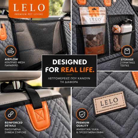 LeLo Pet HydroRide Γκρι Πέρλα με κεντρικό mesh παράθυρο, δύο πρακτικές τσέπες αποθήκευσης, ενισχυμένα σημεία στήριξης και premium ραφές