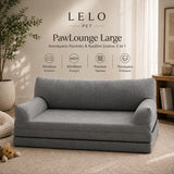 LeLo Pet PawLounge Large γκρι ανατομικός καναπές και κρεβάτι σκύλου 2 σε 1, 90x60cm κλειστό και 90x180cm ανοιχτό