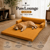 LeLo Pet PawLounge Large - Ανατομικός Καναπές & Κρεβάτι Σκύλου 2 σε 1 με Premium Foam & Πλενόμενο Κάλυμμα | 90×60 (Ανάπτυξη 90×180cm) | Μουσταρδί