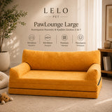 LeLo Pet PawLounge Large μουσταρδί ανατομικός καναπές και κρεβάτι σκύλου 2 σε 1 με Premium Foam, 90×60cm κλειστό και 90×180cm ανοιχτό.