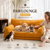 LeLo Pet PawLounge Large πορτοκαλί ανατομικός καναπές και κρεβάτι σκύλου 2 σε 1 με premium foam και πλενόμενο κάλυμμα, ιδανικό για μεγαλόσωμους σκύλους και πολλά κατοικίδια.