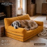 LeLo Pet PawLounge Large πορτοκαλί ανατομικός καναπές και κρεβάτι σκύλου 2 σε 1, 90×60×45cm κλειστό και έως 90×180cm ανοιχτό, για μεγαλόσωμους σκύλους.