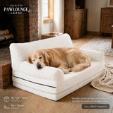 LeLo Pet PawLounge Large λευκό ανατομικός καναπές και κρεβάτι σκύλου 2 σε 1 με μεγαλόσωμο σκύλο, 90x60x45cm κλειστό και έως 90x180cm ανοιχτό